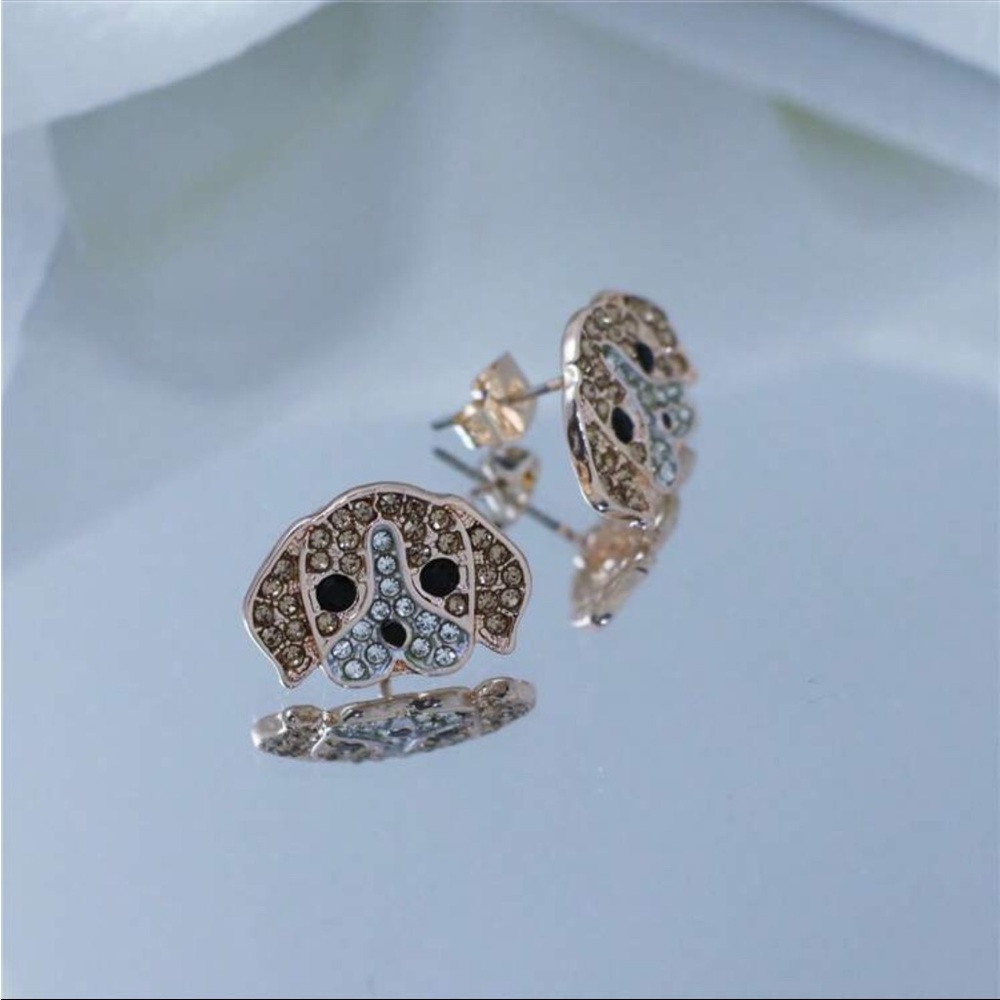 Beagle Earrings, Beagle Rhinestone Earrings, Dog Earrings - Picture 8 of 10